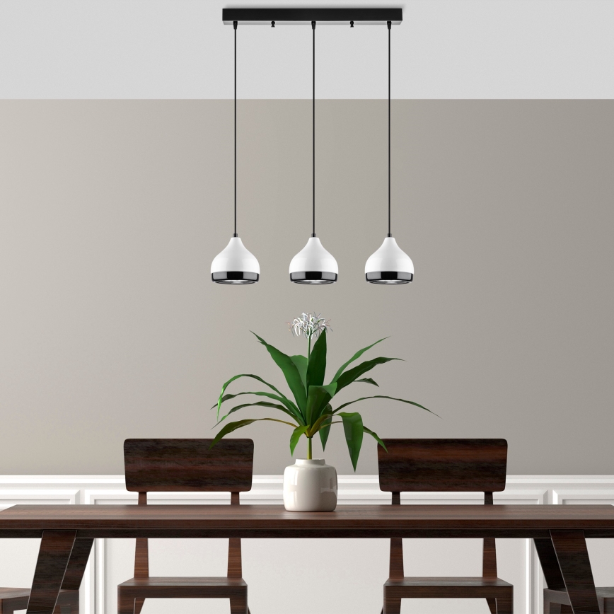 Pakabinamas šviestuvas su laidu YILDO 3xE27/40W/230V balta/juoda