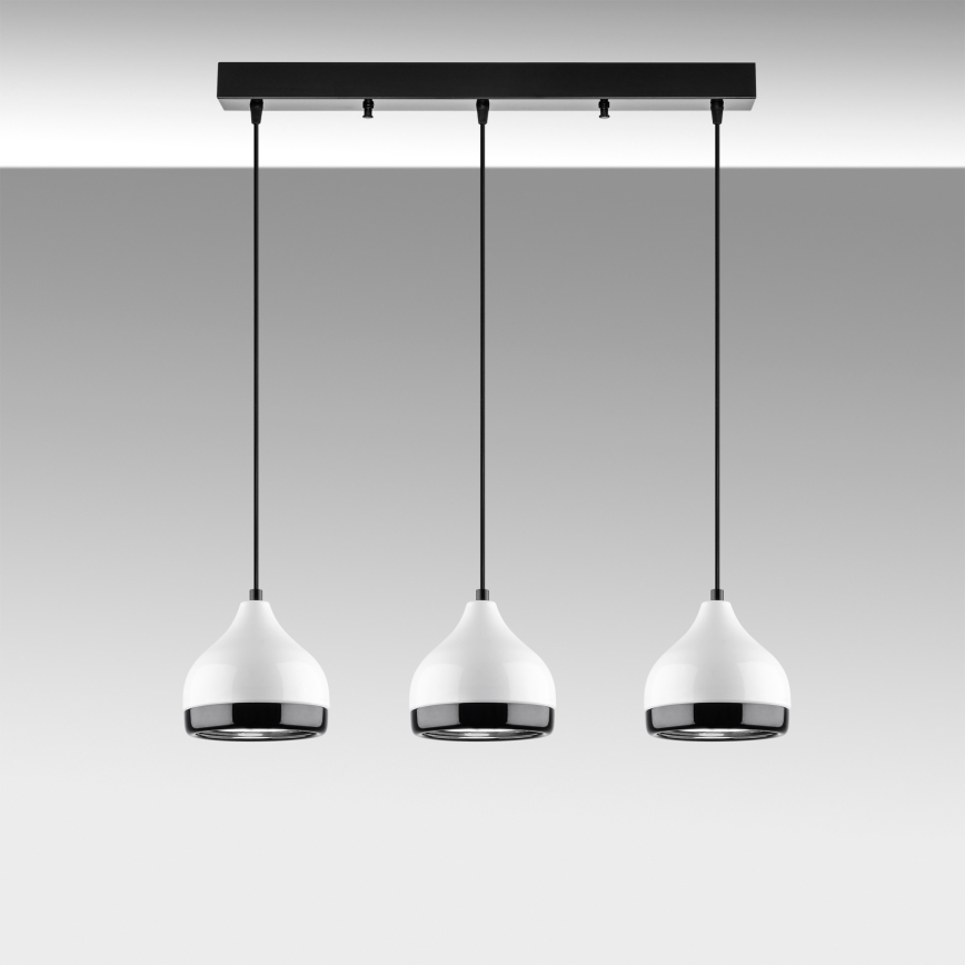 Pakabinamas šviestuvas su laidu YILDO 3xE27/40W/230V balta/juoda