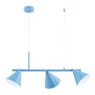 Pakabinamas šviestuvas su laidu ZELTA 3xE27/15W/230V mėlynas