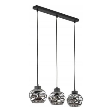 Pakabinamas šviestuvas su laidu ZULIA 3xE27/15W/230V juodas/dūminis juodas