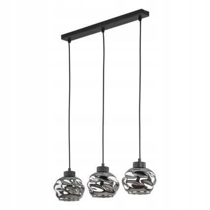 Pakabinamas šviestuvas su laidu ZULIA 3xE27/15W/230V juodas/dūminis juodas
