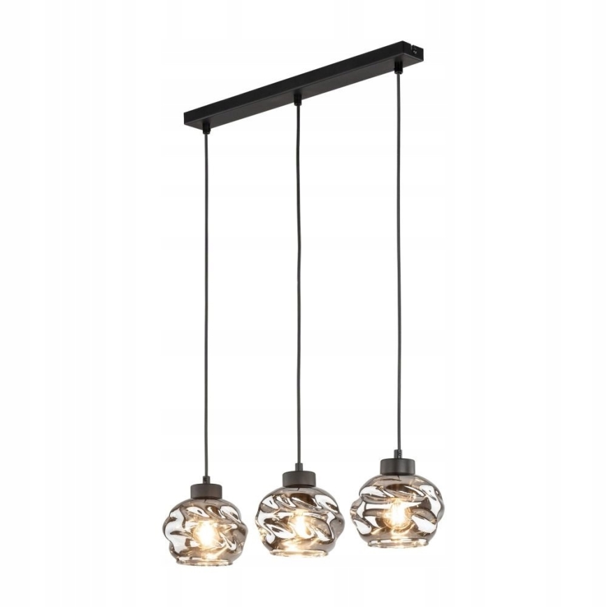 Pakabinamas šviestuvas su laidu ZULIA 3xE27/15W/230V juodas/dūminis juodas