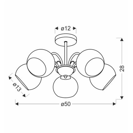 Pakabinamas šviestuvas su stiebu NESTOR 5xE27/40W/230V, žalvaris
