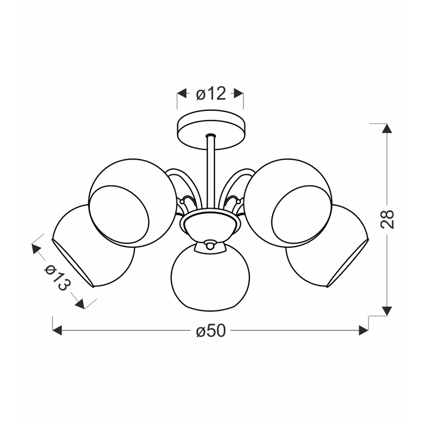Pakabinamas šviestuvas su stiebu NESTOR 5xE27/40W/230V, žalvaris