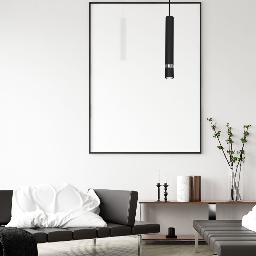 Pakabinamas šviestuvas su trosu JOKER 1xGU10/25W/230V juodas/blizgus chromas