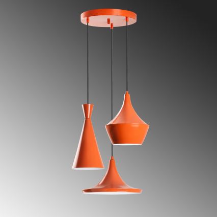 Pakabinamas šviestuvas TOM su laidu 3xE27/40W/230V, oranžinis