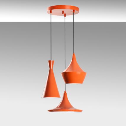 Pakabinamas šviestuvas TOM su laidu 3xE27/40W/230V, oranžinis