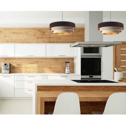 Pakabinamas šviestuvas ant laido TRINITI 1xE27/60W/230V ruda/kreminė/auksinė