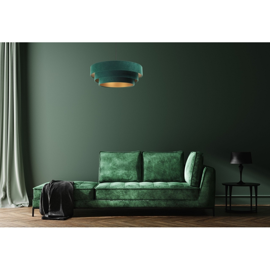 Pakabinamas šviestuvas ant laido TRINITI 1xE27/60W/230V žalia/auksinė