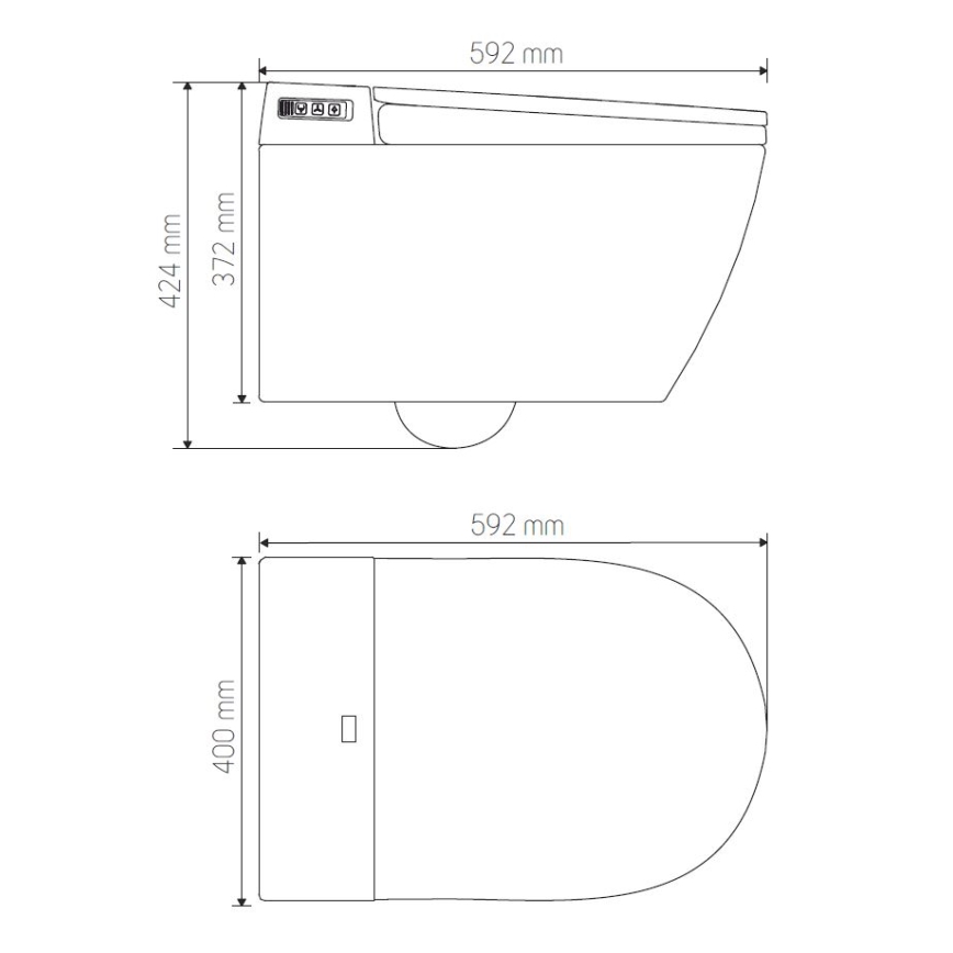 Pakabinamas WC su bidė TISVILDELEJE 1600W/230V baltas + nuotolinis valdymas