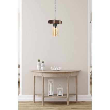 Pakabinamasis šviestuvas JASMIN 1xE27/40W/230V rudas/bėgos