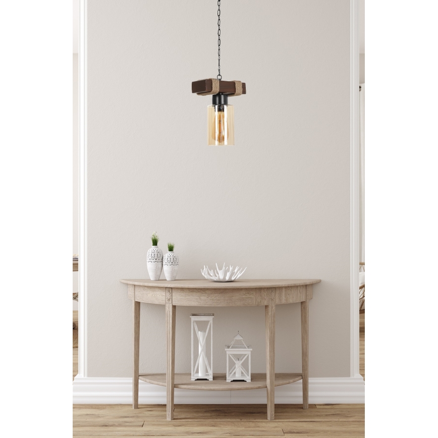 Pakabinamasis šviestuvas JASMIN 1xE27/40W/230V rudas/bėgos