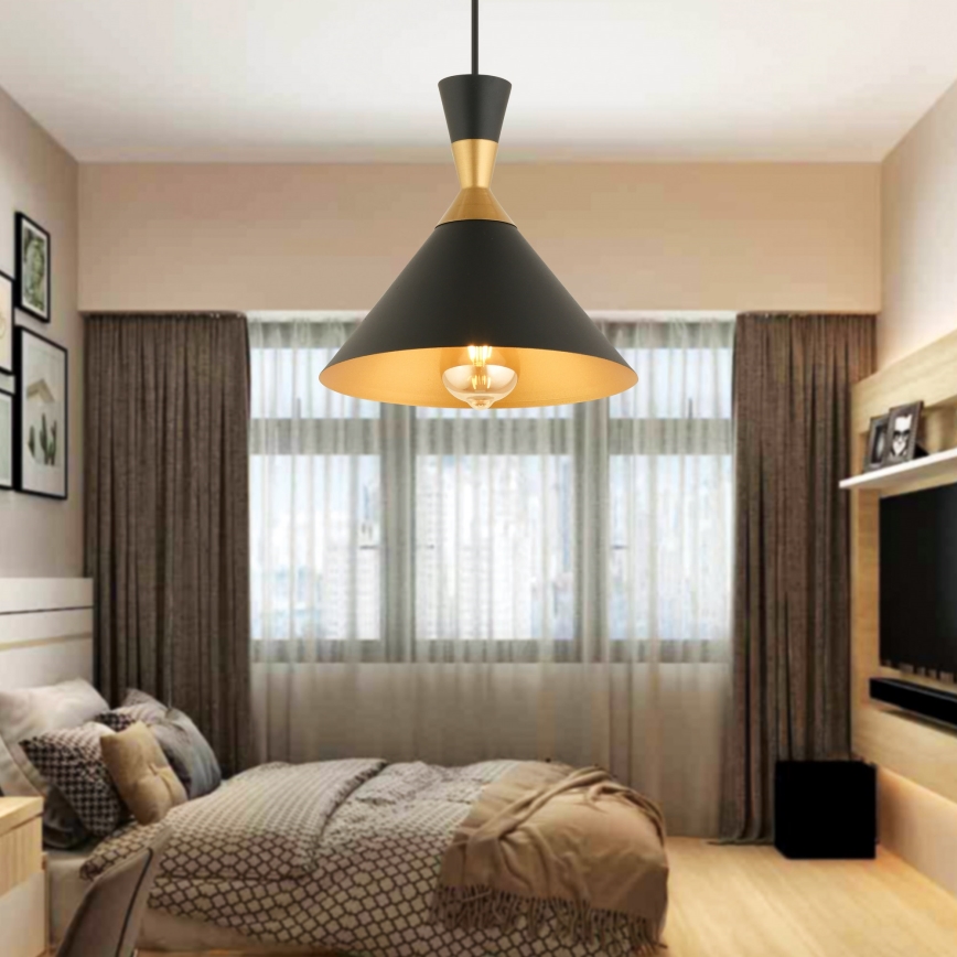 Pakabos šviestuvas MONZA 1xE27/40W/230V Ø 25 cm juoda/aukso