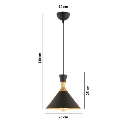 Pakabos šviestuvas MONZA 1xE27/40W/230V Ø 25 cm juoda/aukso