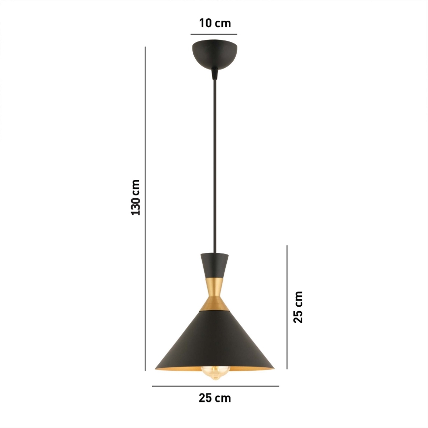 Pakabos šviestuvas MONZA 1xE27/40W/230V Ø 25 cm juoda/aukso