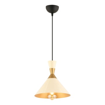 Pakabos šviestuvas MONZA 1xE27/40W/230V Ø 25 cm kreminė/aukso