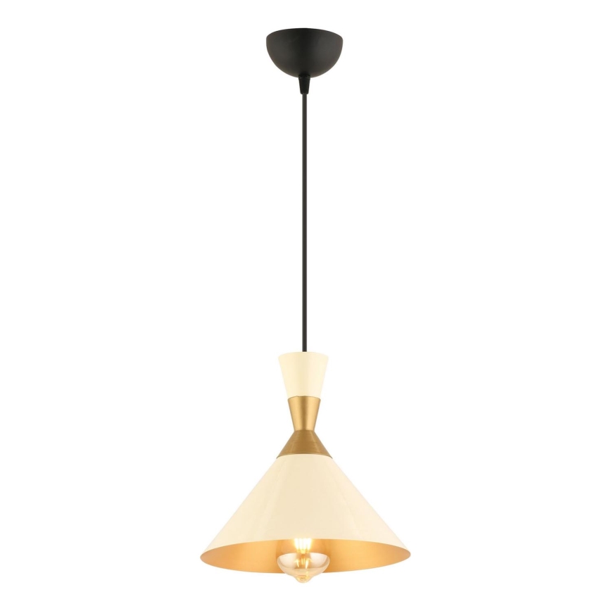 Pakabos šviestuvas MONZA 1xE27/40W/230V Ø 25 cm kreminė/aukso