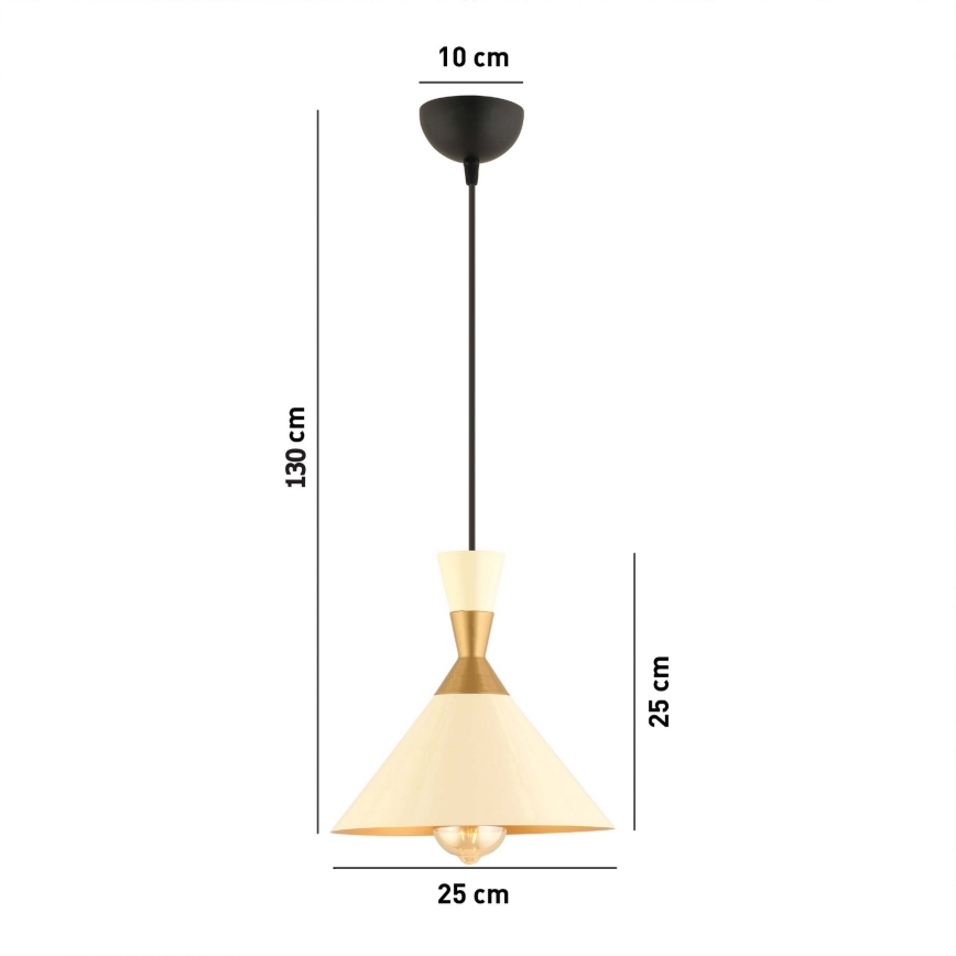Pakabos šviestuvas MONZA 1xE27/40W/230V Ø 25 cm kreminė/aukso