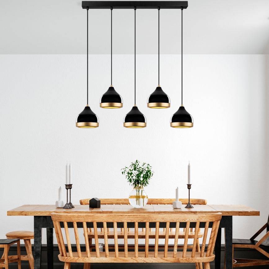 Pakabukas YILDO 5xE27/40W/230V juodas/auksinis