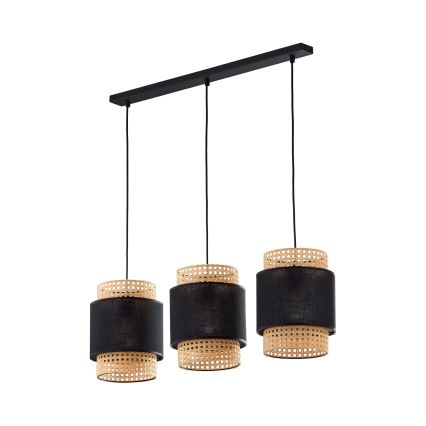 Pakaitinis gaubtas BOHO E27 stalinei lempai ir liustrai, skersmuo 20 cm, rotangas, juodas