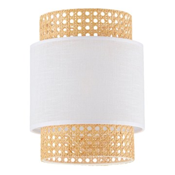 Pakaitinis gaubtas stalinėms lempoms ir liustrams BOHO E27, skersmuo 20 cm, rotangas/balta