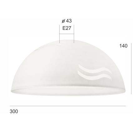 Pakaitinis stiklas SFERA E27 140x300 mm balta