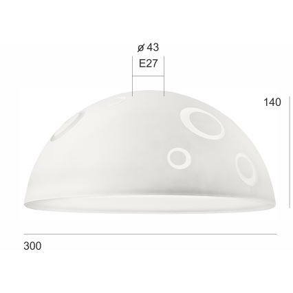 Atsarginis stiklas šviestuvui SFERA E27 140x300 mm balta