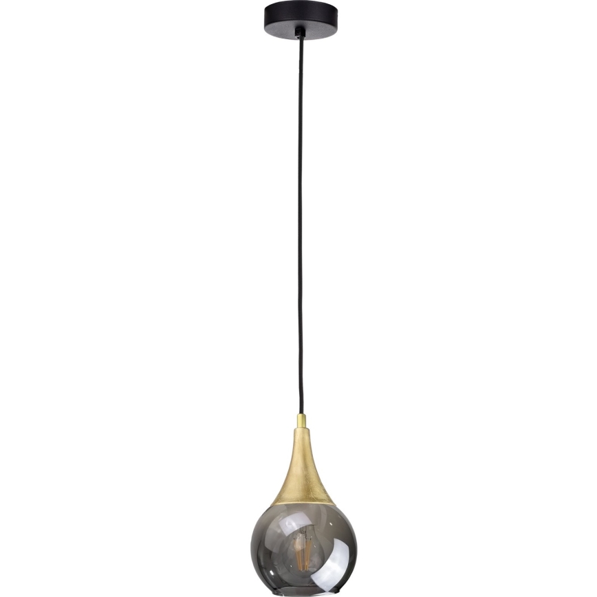 Keičiamasis stiklas sietynui LACRIMA SMOKY E27 d. 15 cm juodas dūminis