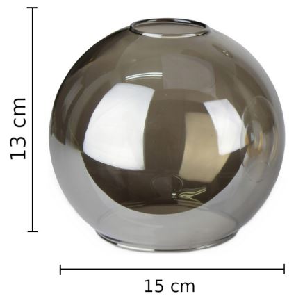 Keičiamasis stiklas sietynui LACRIMA SMOKY E27 d. 15 cm juodas dūminis