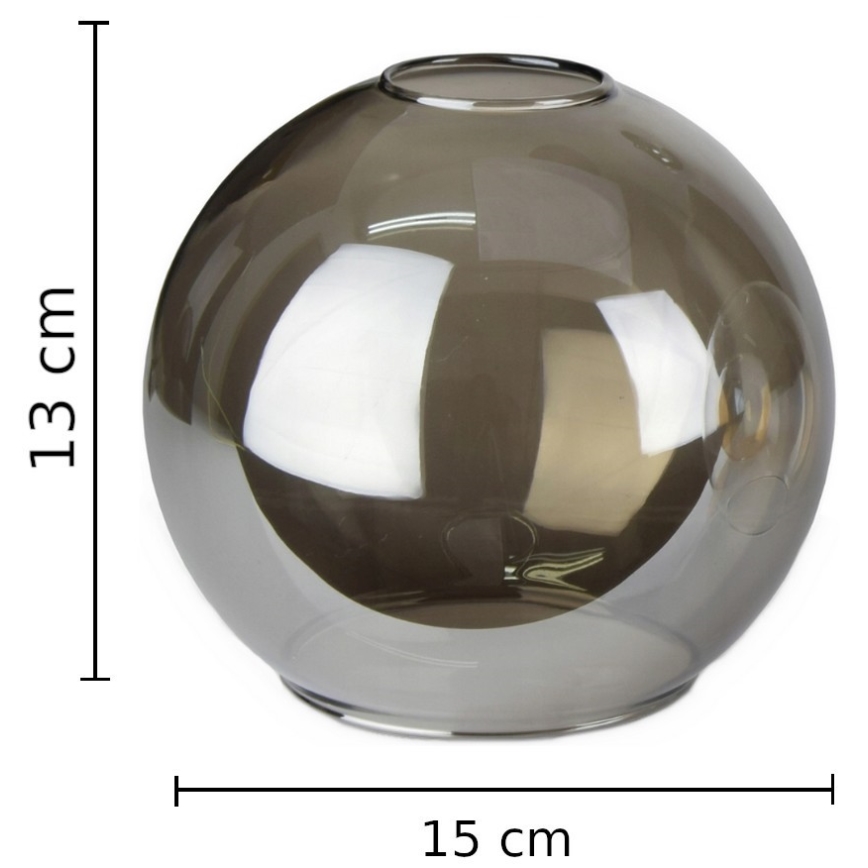 Keičiamasis stiklas sietynui LACRIMA SMOKY E27 d. 15 cm juodas dūminis