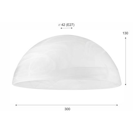 Pakeitimo stiklas E27 šviestuvui 130x300 mm baltas