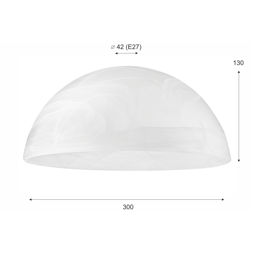 Pakeitimo stiklas E27 šviestuvui 130x300 mm baltas
