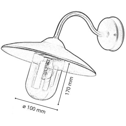 Pakeičiamoji stiklo dalis E27 170x100 mm