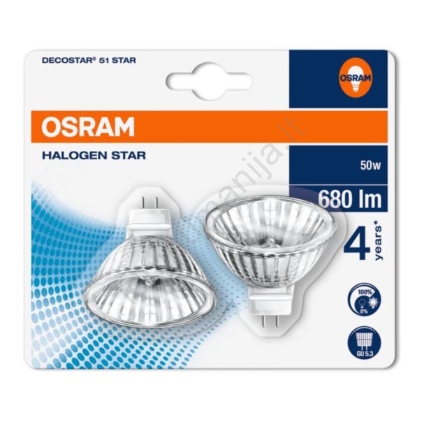 PAKUOTĖ 2x Halogeninė lemputė DECOSTAR GU5.3 / 50W / 12V 2700K - Osram ...