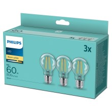 PAKUOTĖ 3x LED lemputės VINTAGE  Philips A60 E27/7W/230V 2,700K