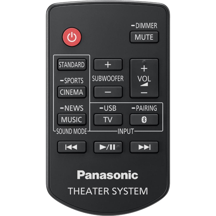 Panasonic – garso juosta su žemų dažnių garsiakalbiu, 320 W/230 V, su nuotolinio valdymo pultu