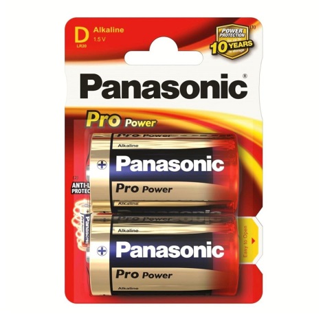 Panasonic LR20 PPG - 2vnt šarminės baterijos  D Pro Power 1.5V