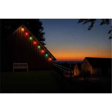 Papildoma LED lauko girlianda CONE FILAMENT 20xE10 14m spalvota/šiltai balta IP44, Pagaminta ES