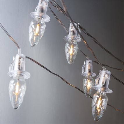 Papildoma lauko LED girlianda CONE FILAMENT 20xE10 14m, skaidri/šiltai balta, IP44, Pagaminta Čekijoje