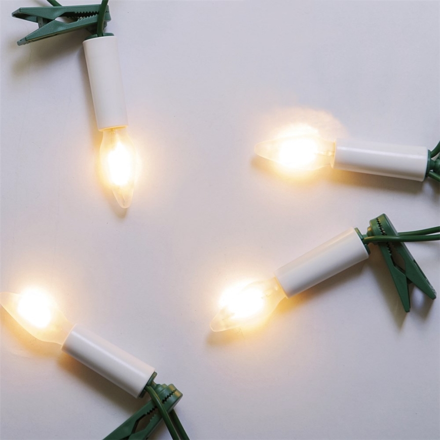 Papildoma LED lauko kalėdinė girlianda FELICIA FILAMENT 20xE10 14m skaidri/šiltai balta IP44, Pagaminta Čekijoje
