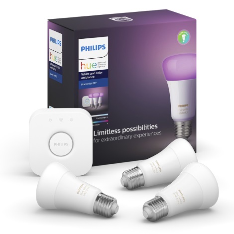 Paprastas rinkinys Philips Hue WHITE AND COLOR AMBIANCE 3xE27/9,5W/230V
