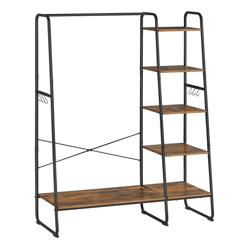 Pastatoma drabužių kabykla LINEA, ruda/juoda