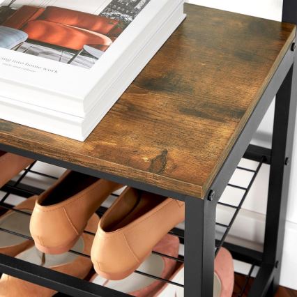 Pastatoma drabužių kabykla su veidrodžiu NAVOR ruda/juoda