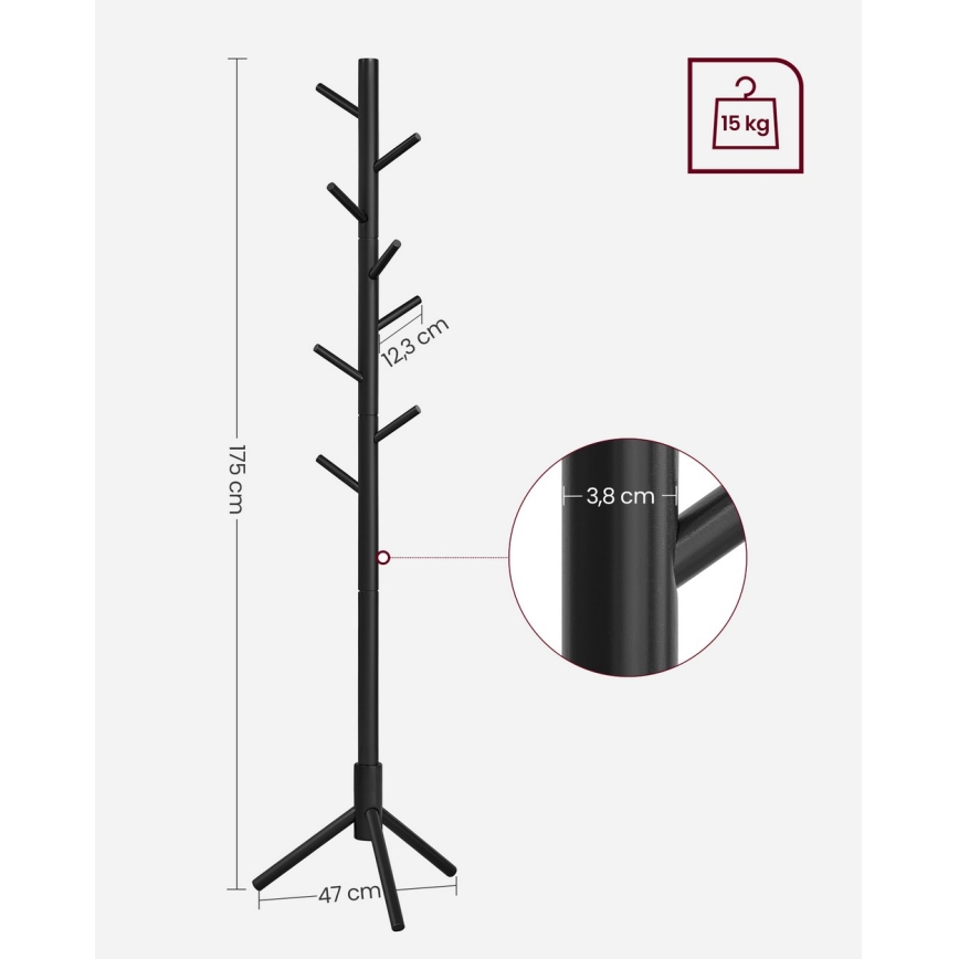 Pastatoma drabužių kabyklė LINEA juoda