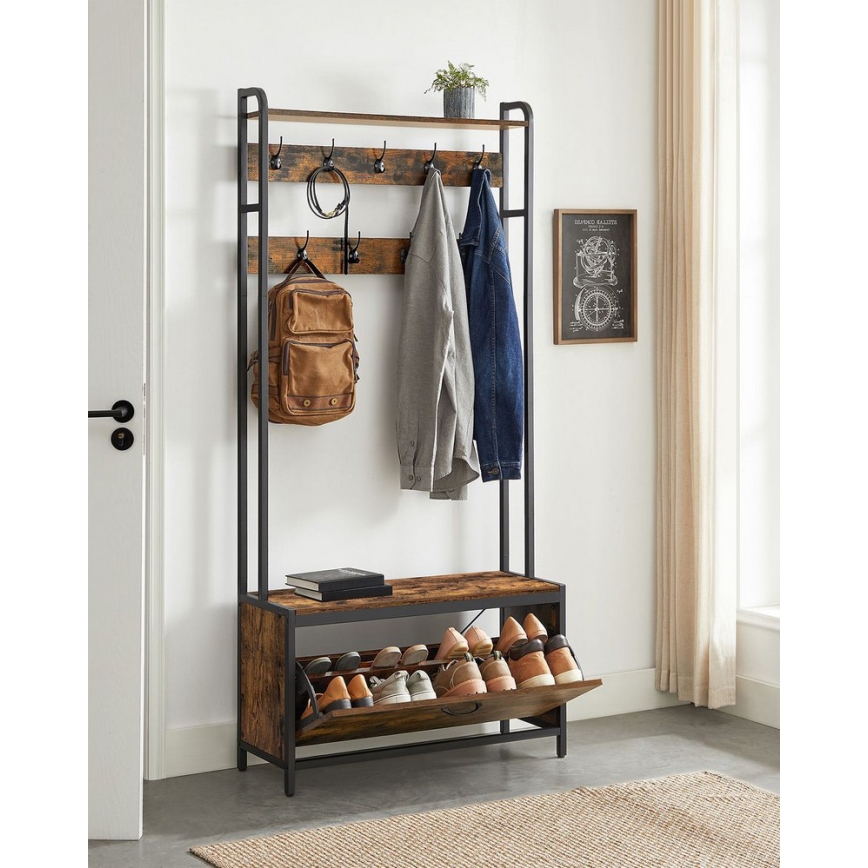 Pastatoma drabužių pakaba NAVOR, ruda/juoda