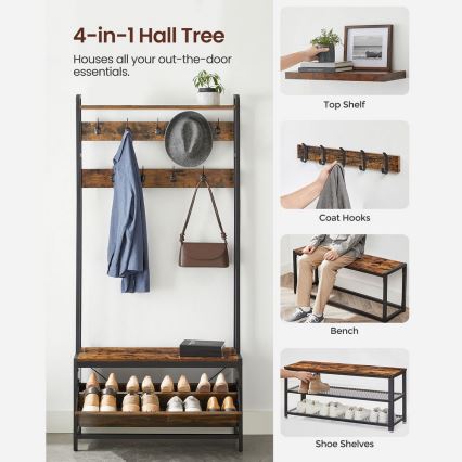 Pastatoma drabužių pakaba NAVOR, ruda/juoda