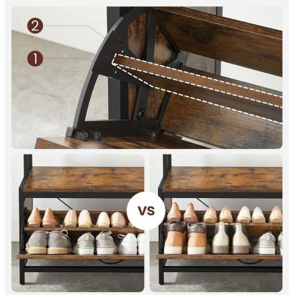 Pastatoma drabužių pakaba NAVOR, ruda/juoda