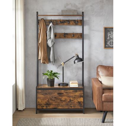 Pastatoma drabužių pakaba NAVOR, ruda/juoda