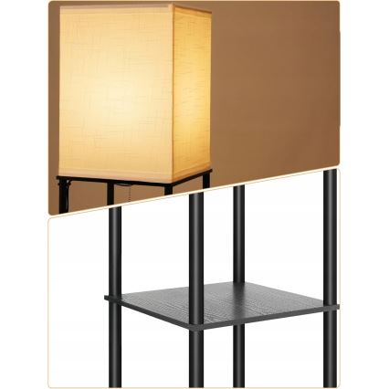 Pastatoma lempa su lentynomis 1xE27/40W/230V juoda/balta