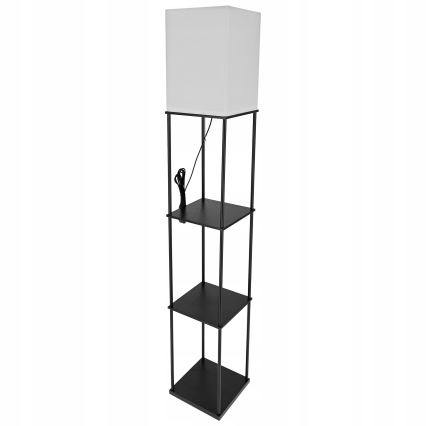 Pastatoma lempa su lentynomis 1xE27/40W/230V juoda/balta